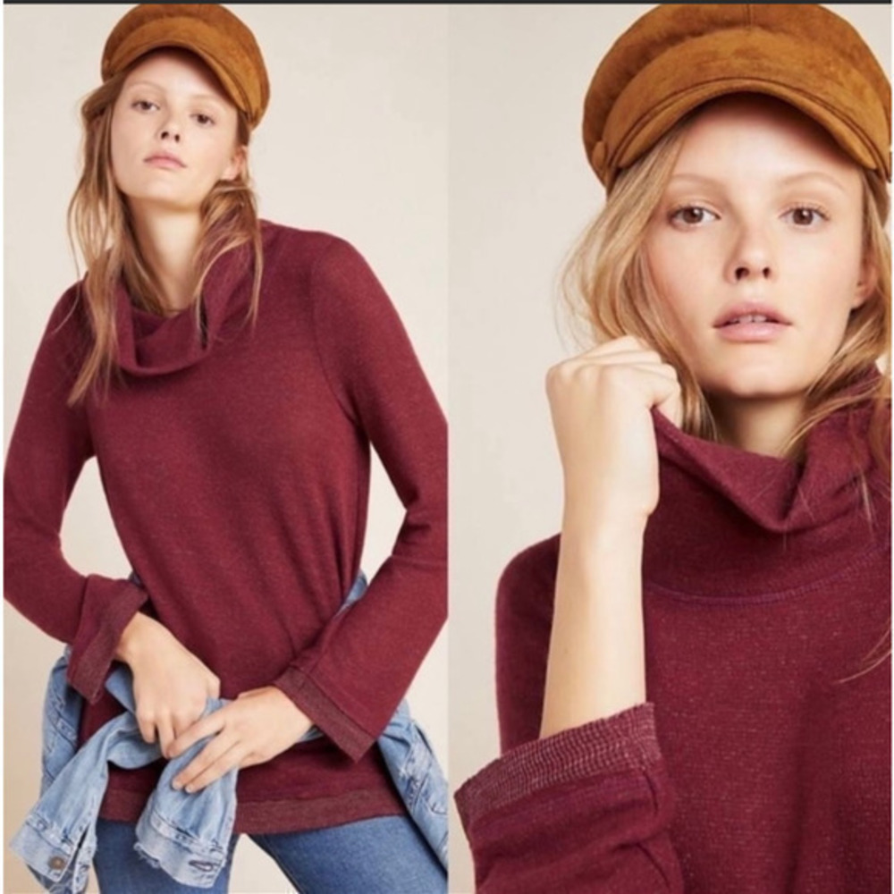 Anthropologie Maeve Risa Hacci Tunic Sweater cowl neck relaxed fit size XS